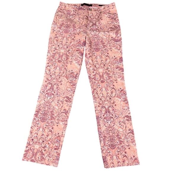 Gloria Vanderbilt Amanda Pink Paisley Print Tapered Jeans Size 8 Egypt Made - Picture 1 of 10